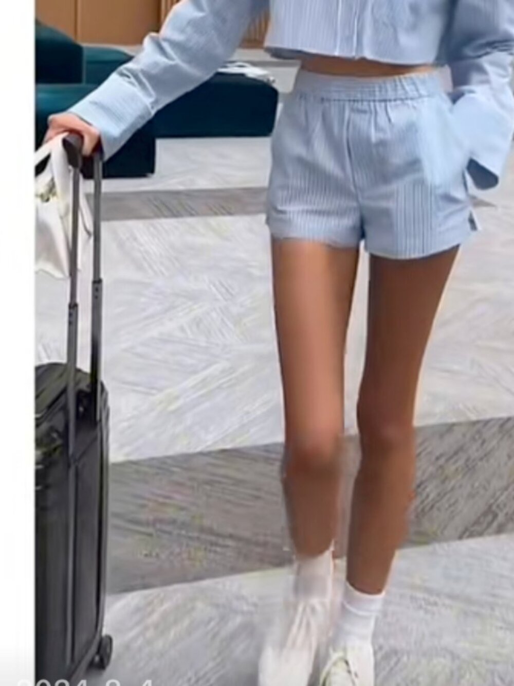 Zara Blue Striped Women's Pajama Shorts - Picture 2 of 5